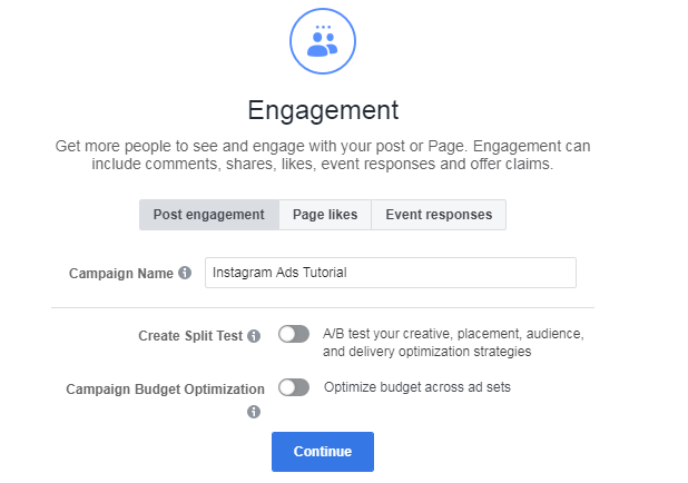 instagram engagement option